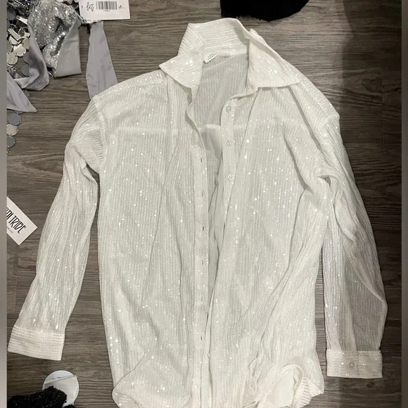 NWOT- 12th Tribe Unstoppable White Sequin Mini Dress - Picture 9 of 9